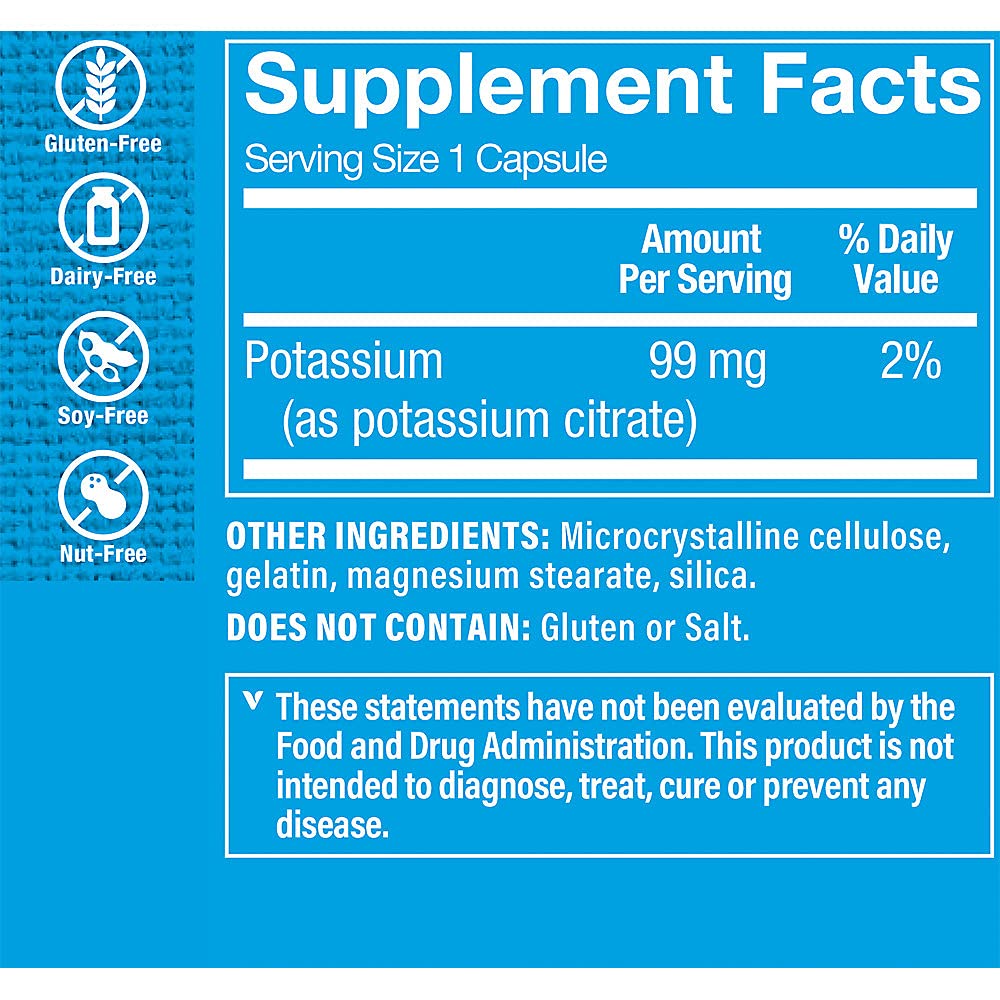 Foto 4 pulgar | Suplemento The Vitamin Shoppe De Citrato De Potasio 99 Mg 100 Cápsulas - Venta Internacional.