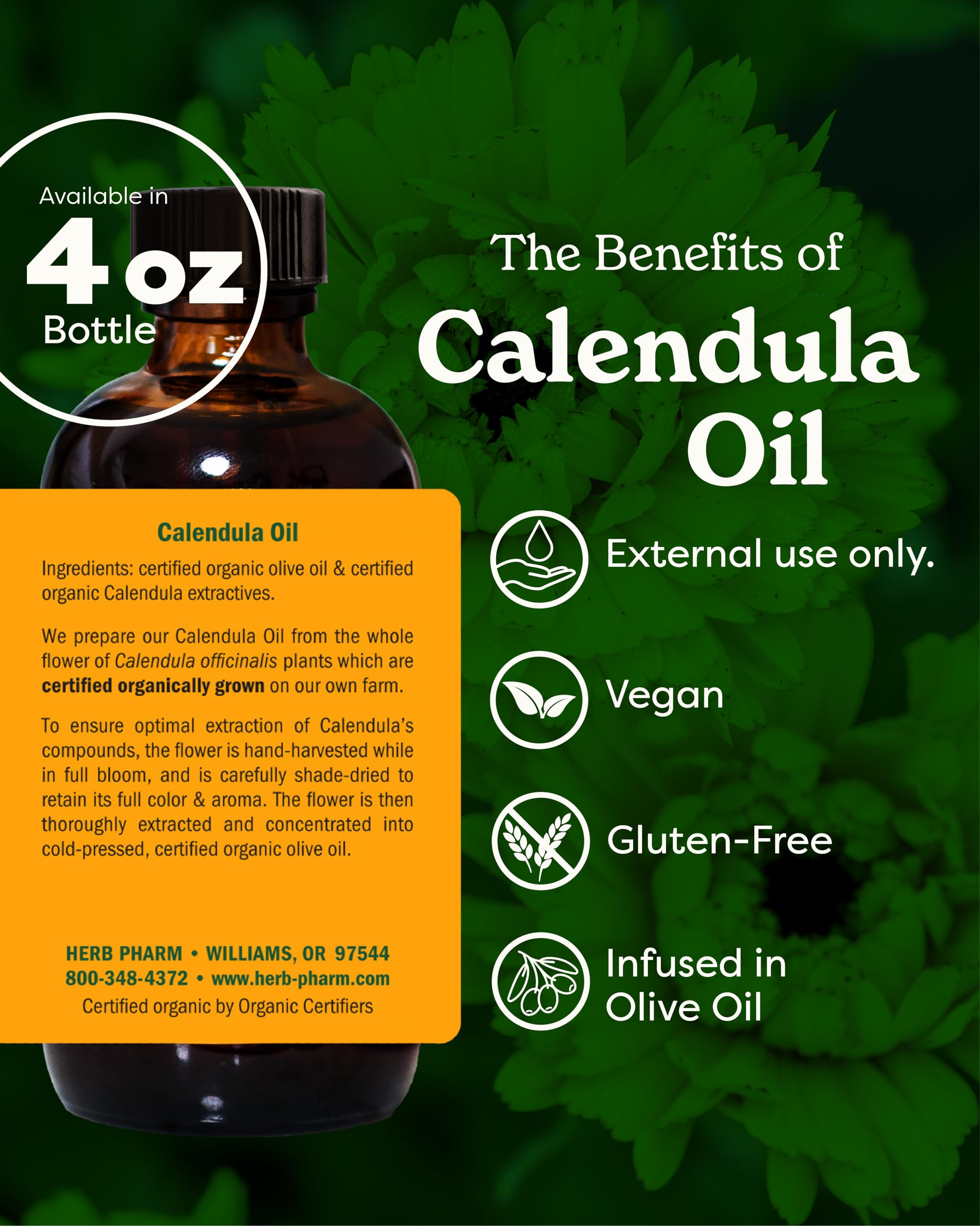 Foto 3 pulgar | Aceite De Caléndula Herb Pharm Certificado Orgánico  120 Ml - Venta Internacional.