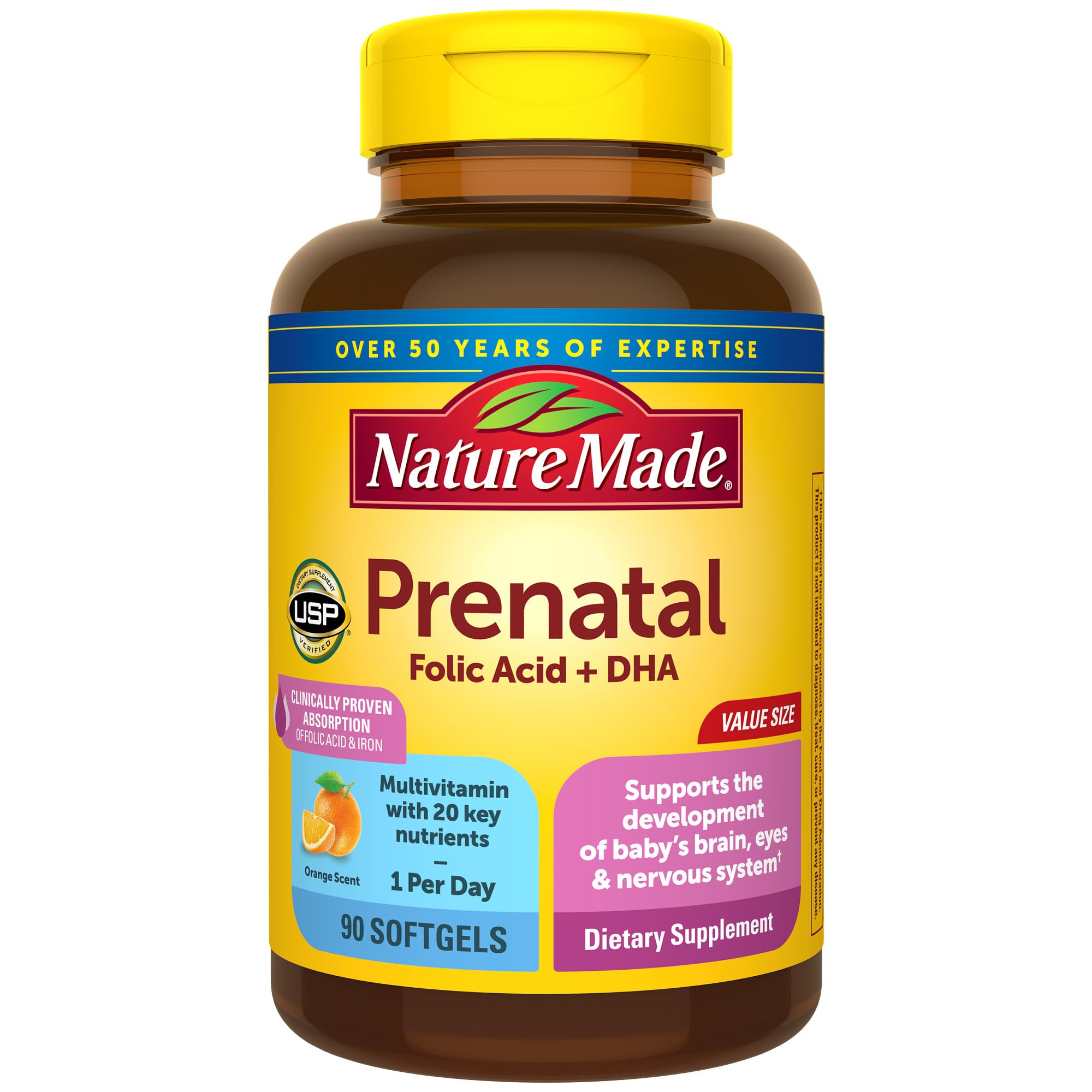 Foto 1 | Cápsula de Gel Prenatal con Vitamina + Dha Nature Made 90 Cápsulas - Venta Internacional