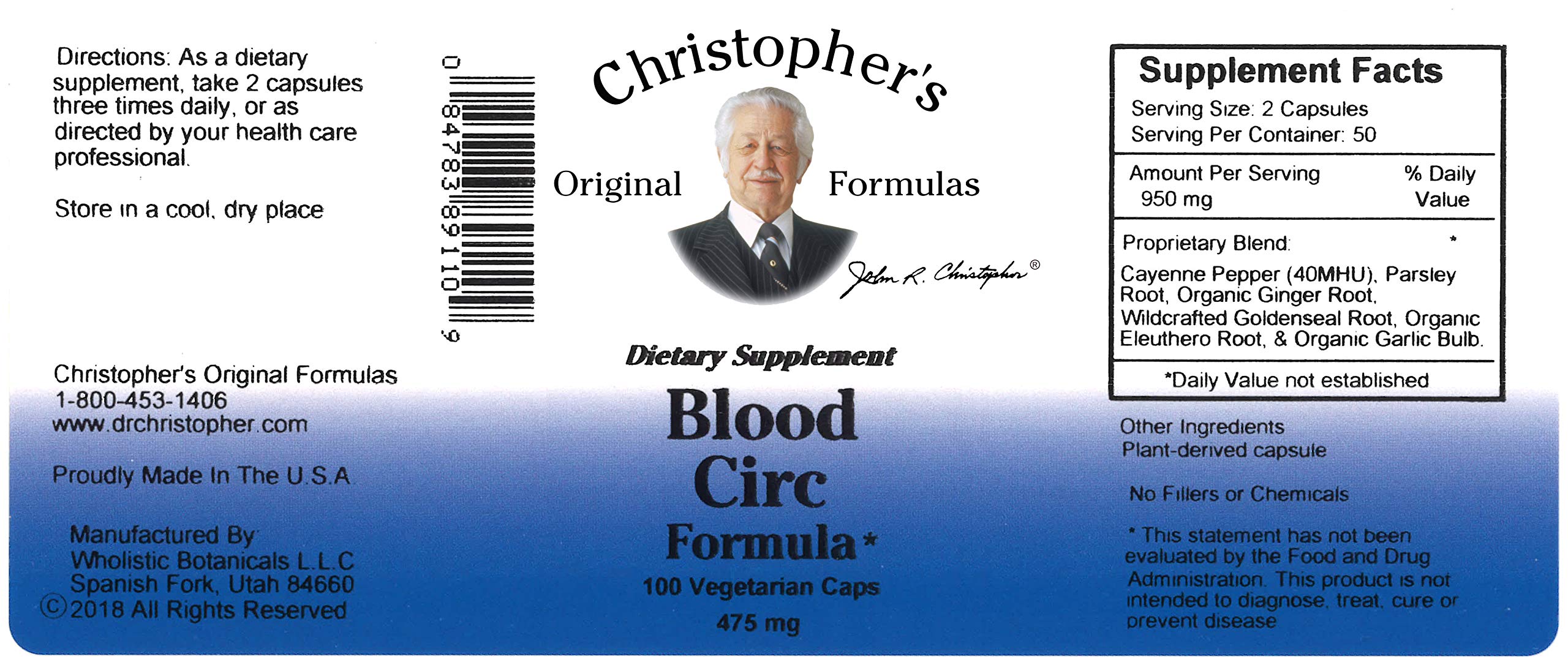 Foto 3 pulgar | Suplemento Blood Circ De Christopher's Original Formulas  100 Cápsulas - Venta Internacional.