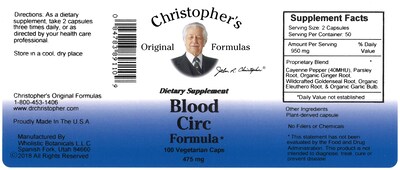 Foto 2 | Suplemento Blood Circ De Christopher's Original Formulas 100 Cápsulas - Venta Internacional.
