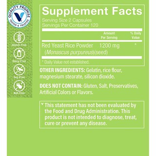 Foto 3 | Suplemento The Vitamin Shoppe De Arroz De Levadura Roja 1200 Mg 240 Cápsulas - Venta Internacional.