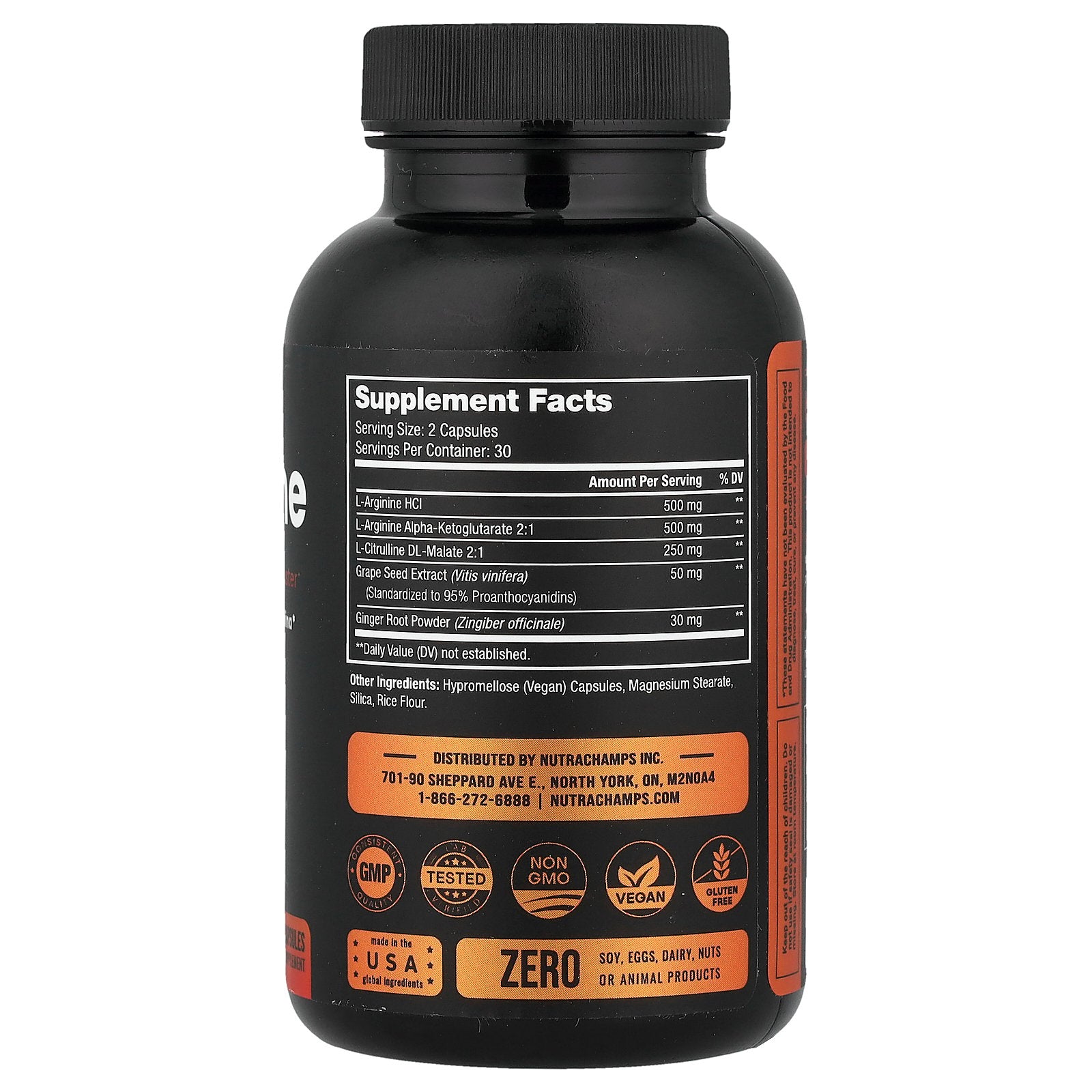 Foto 3 pulgar | Suplemento Nutrachamps L-arginina 60 Cápsulas Veganas - Venta Internacional.