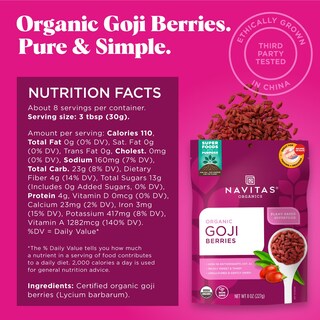 Foto 2 | Bayas De Goji Navitas Organics Bolsa De 240 Ml 8 Porciones Orgánicas - Venta Internacional.