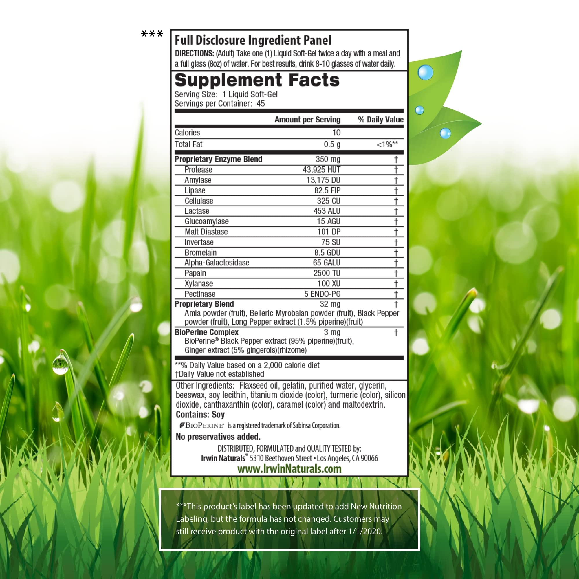 Foto 2 | Suplemento De Enzimas Digestivas Antigás De Irwin Naturals X90 - Venta Internacional.
