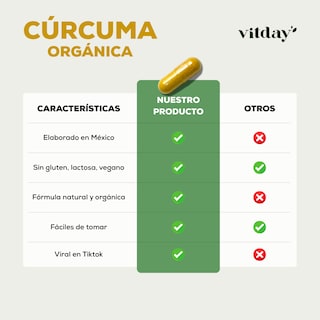 Foto 5 | Cúrcuma Vitday Vitagold 60 Cápsulas