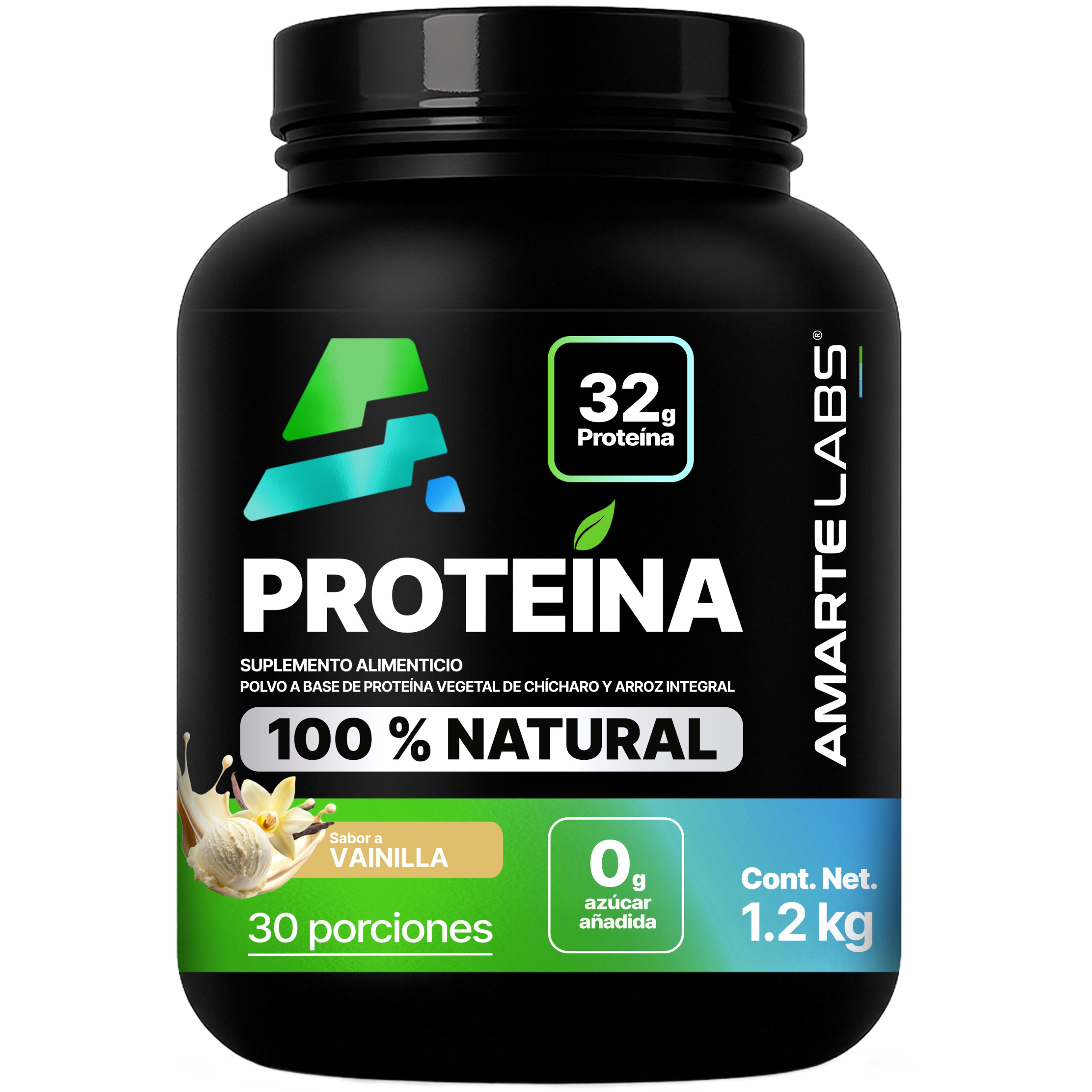 Foto 2 pulgar | Proteína Vegetal 100% Natural Amarte Labs 1.2 Kg Sabor Vainilla