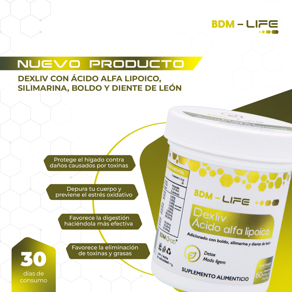 Foto 4 pulgar | Dexliv Suplemento Con Ácido Alfa Lipoico  Boldo  Silimarina Y Diente De León
