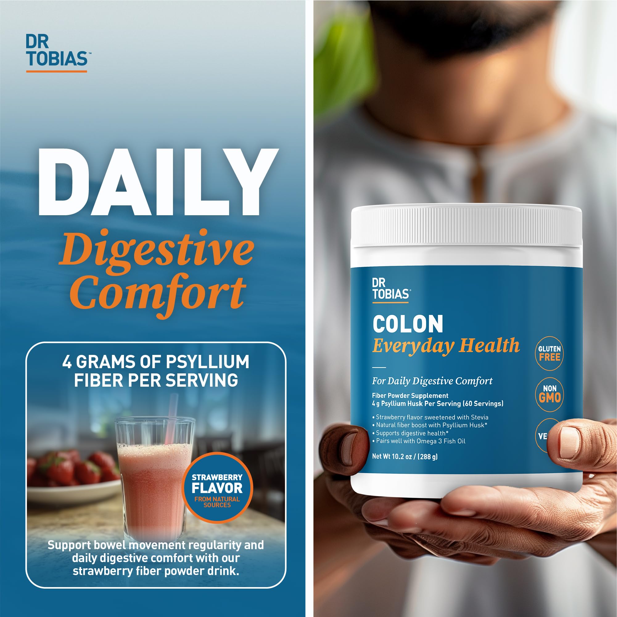 Foto 3 pulgar | Suplemento De Fibra Dr. Tobias Colon Everyday Health Strawberry - Venta Internacional.