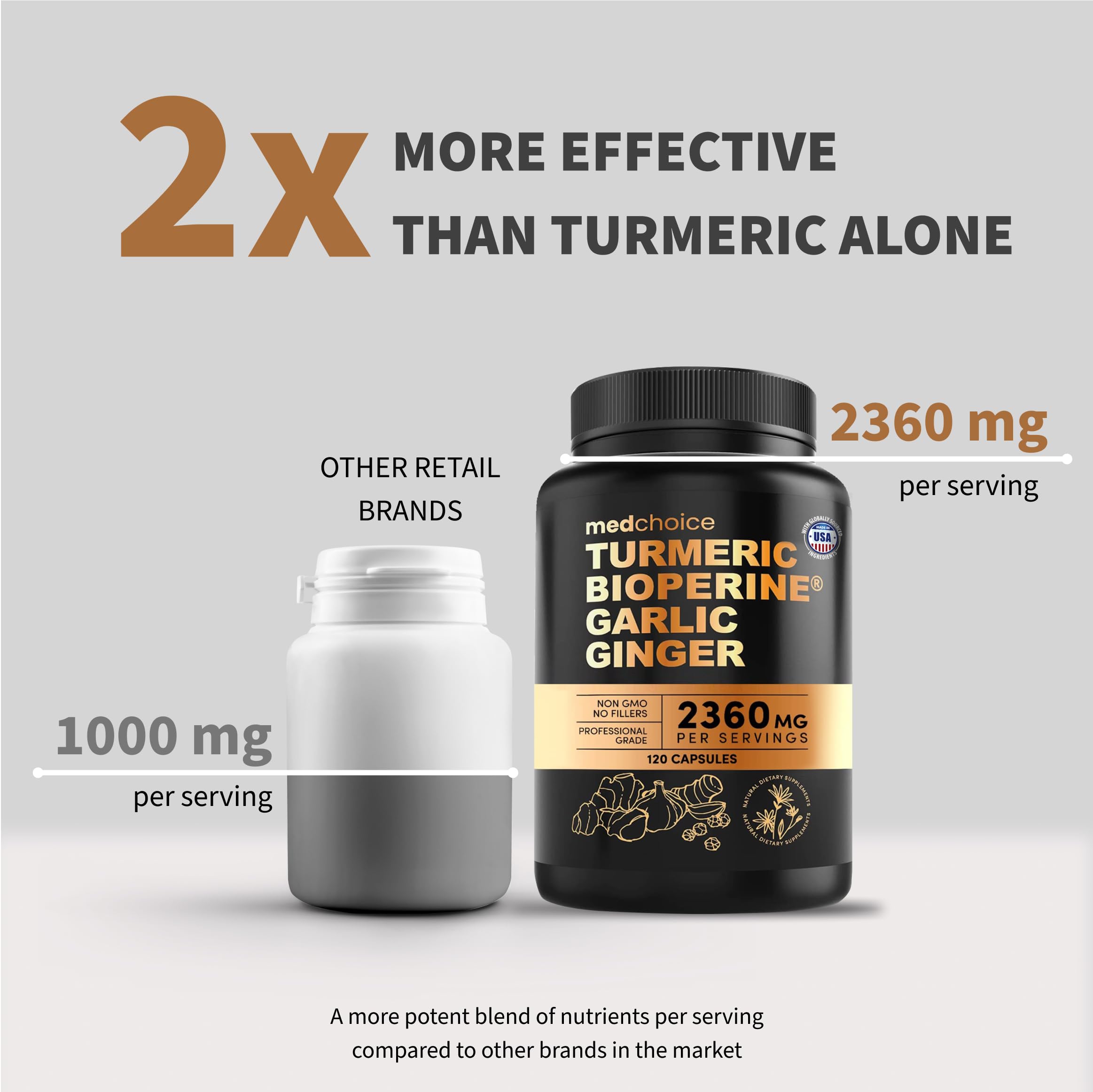 Foto 2 | Suplementos Medchoice  Cúrcuma Y Ajo  2360 Mg Con Bioperina - Venta Internacional.