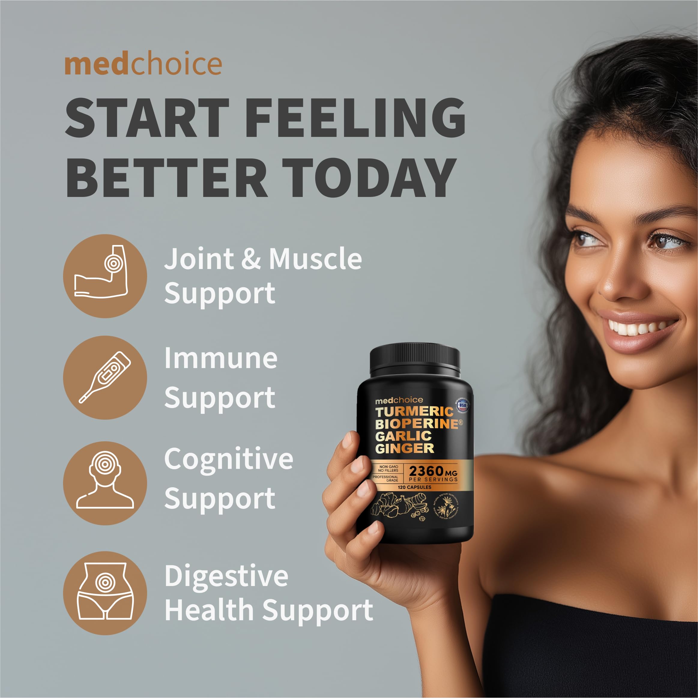 Foto 4 | Suplementos Medchoice  Cúrcuma Y Ajo  2360 Mg Con Bioperina - Venta Internacional.