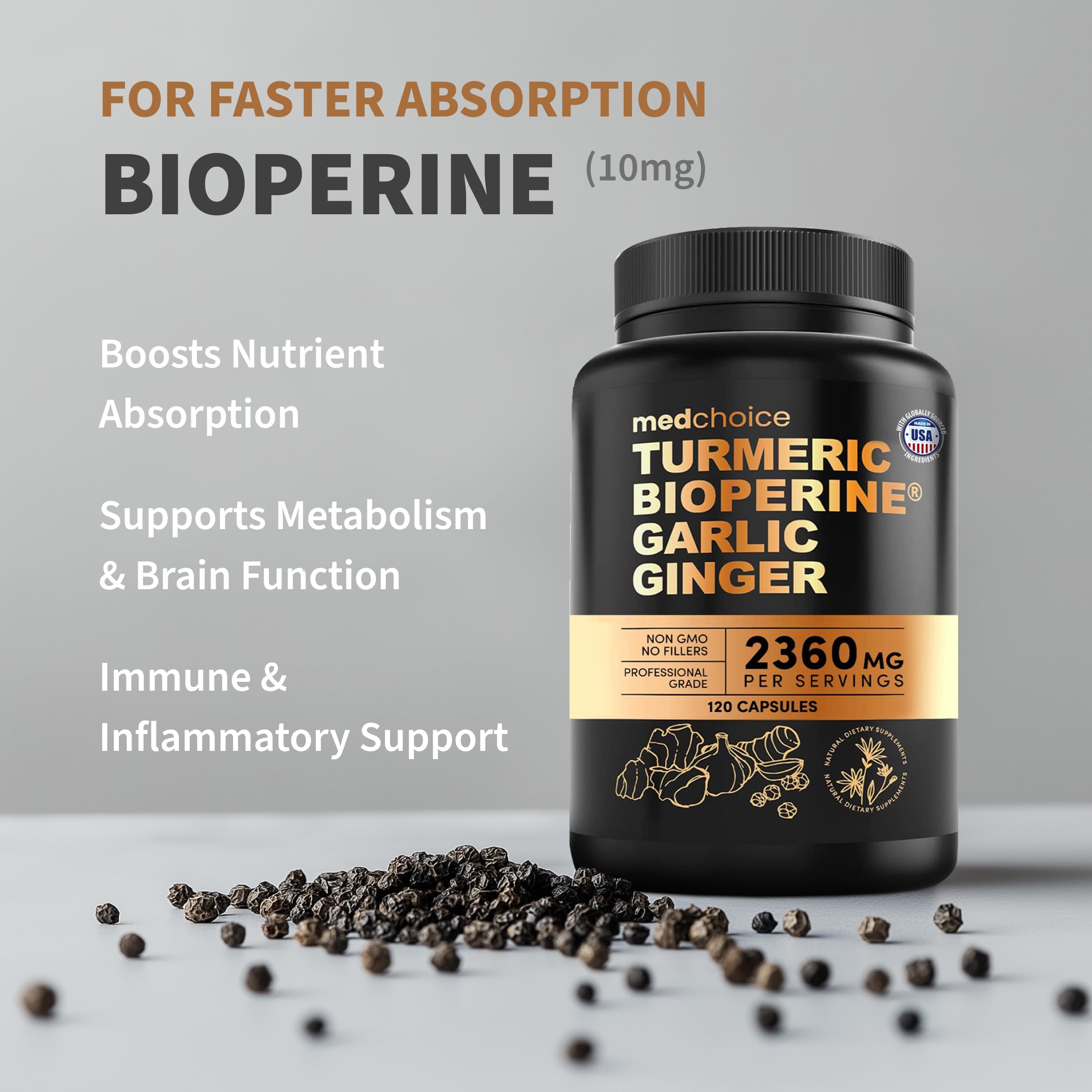 Foto 6 | Suplementos Medchoice  Cúrcuma Y Ajo  2360 Mg Con Bioperina - Venta Internacional.