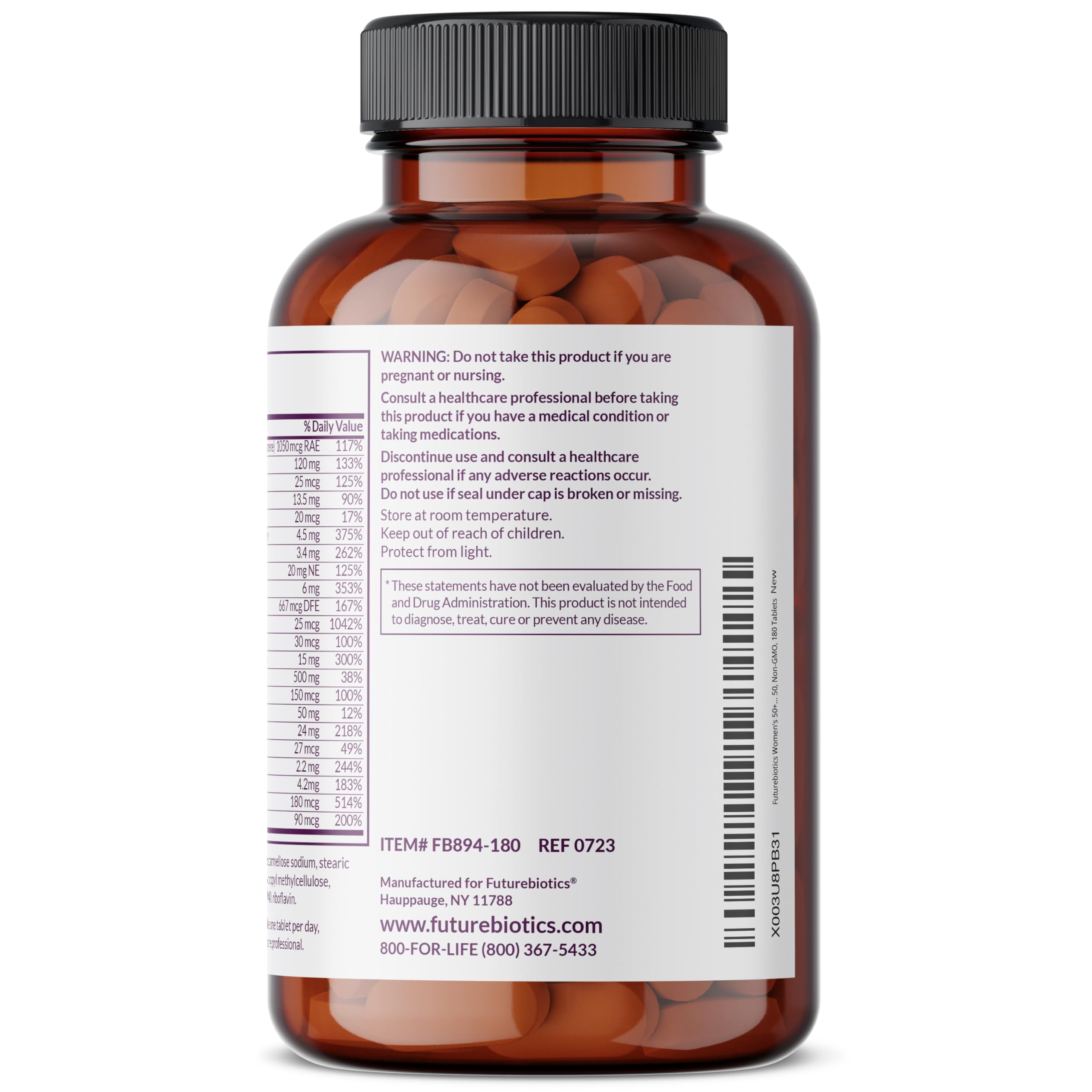 Foto 5 | Multivitamínico Futurebiotics Para Mujeres Mayores De 50 Años  180 Comprimidos Una Vez Al Día - Venta Internacional.