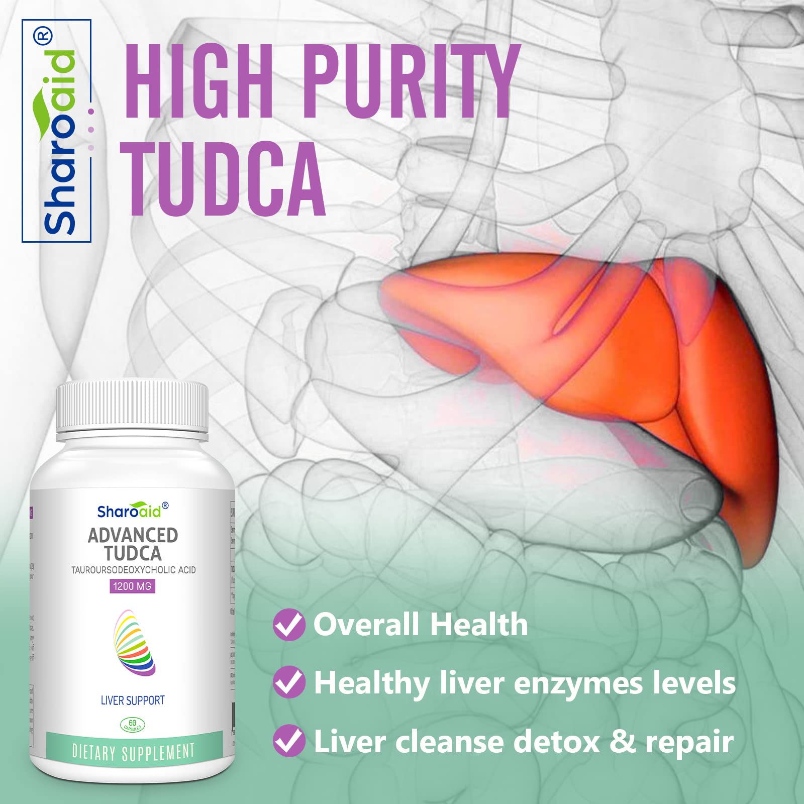 Foto 4 pulgar | Suplementos Sharoaid Tudca Liver Support 1200 Mg 180 Cápsulas - Venta Internacional.