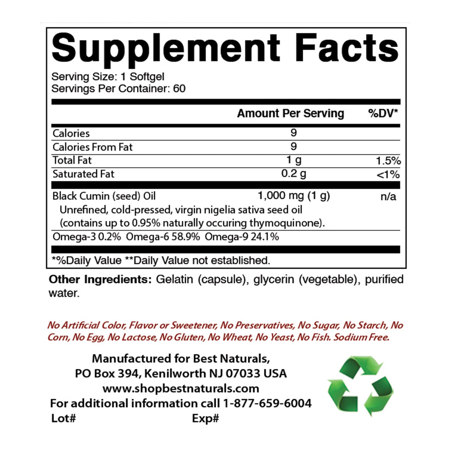 Foto 3 pulgar | Cápsulas De Aceite De Semilla Negra Best Naturals 1000 Mg 120 Cápsulas Blandas - Venta Internacional.