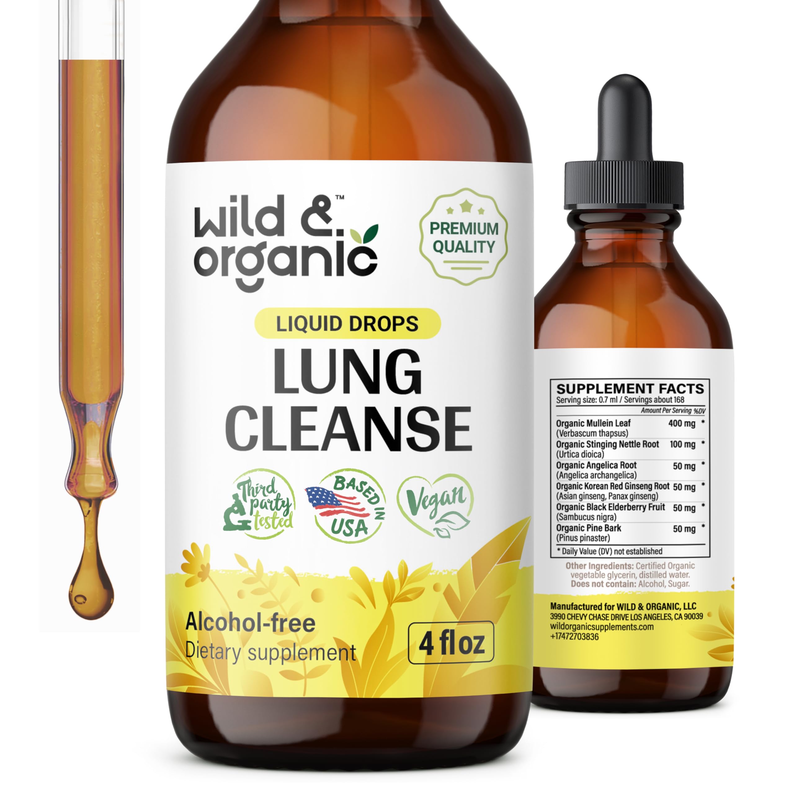 Foto 2 pulgar | Suplemento Wild & Organic Lung Cleanse Mullein 118 Ml - Venta Internacional.