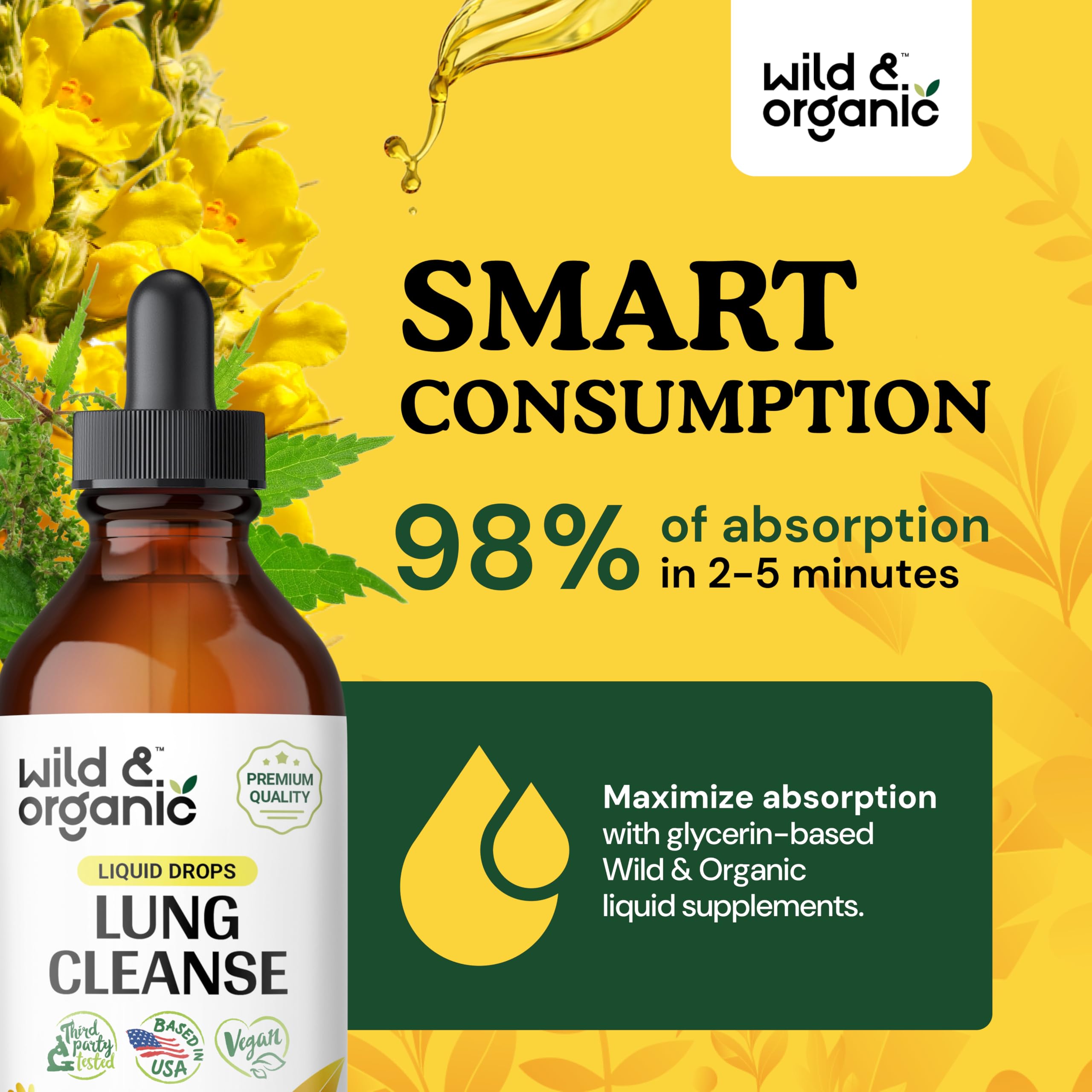 Foto 5 pulgar | Suplemento Wild & Organic Lung Cleanse Mullein 118 Ml - Venta Internacional.