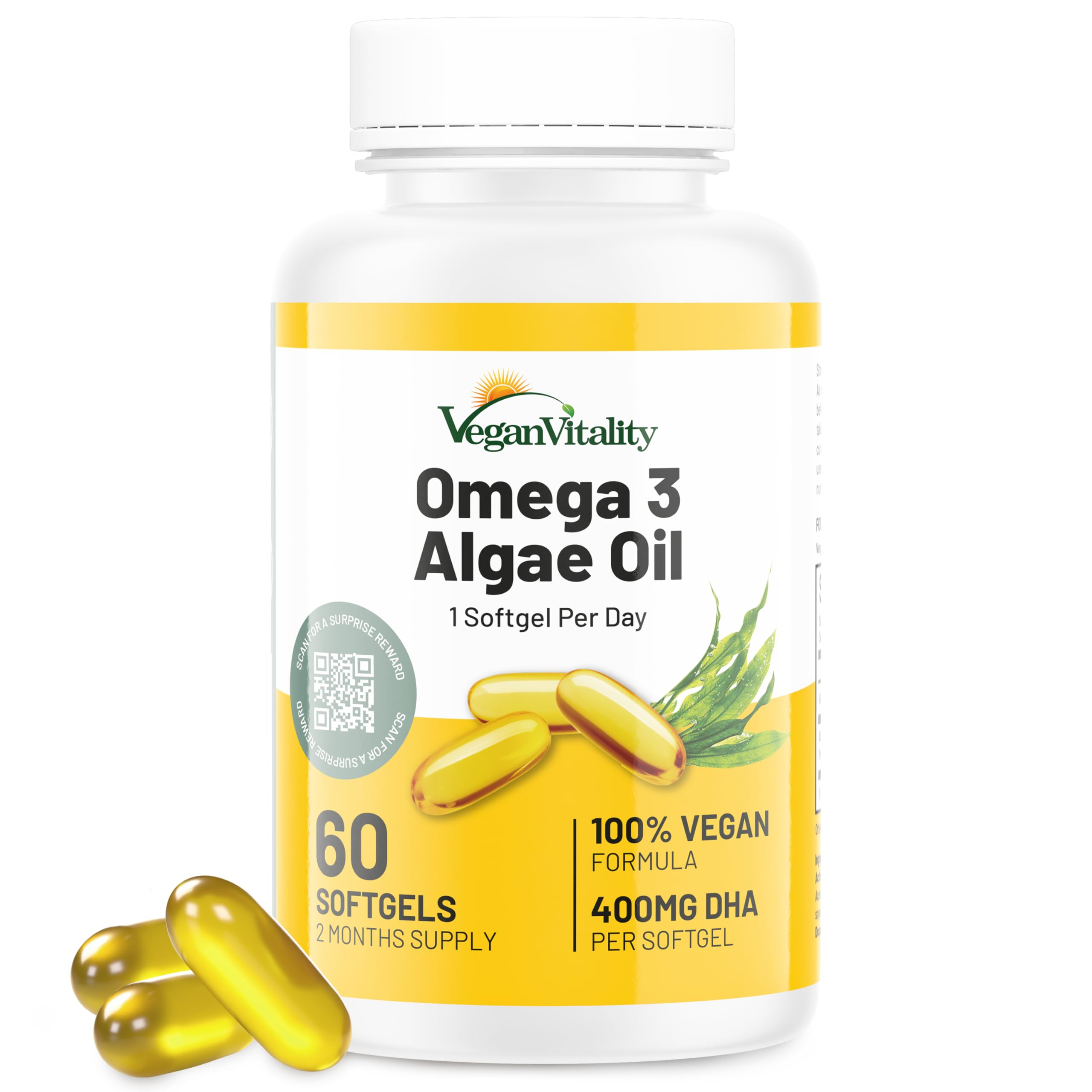 Foto 2 pulgar | Suplemento Vegan Vitality Vegan Omega 3 Dha 60 Cápsulas Blandas - Venta Internacional.