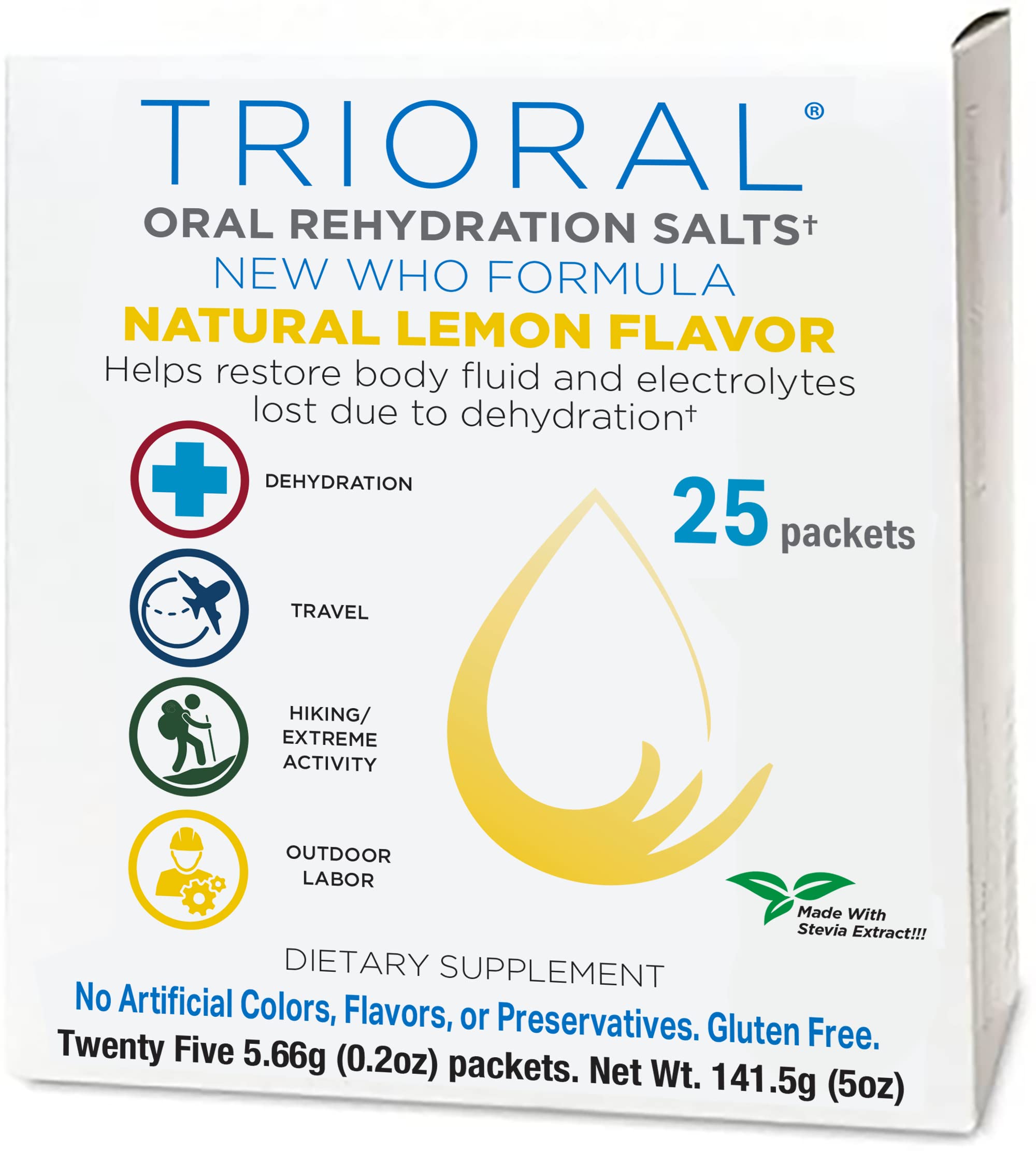 Foto 1 | Sales De Rehidratación Oral Trioral Natural Lemon Con Stevia  Paquete De 25 - Venta Internacional.