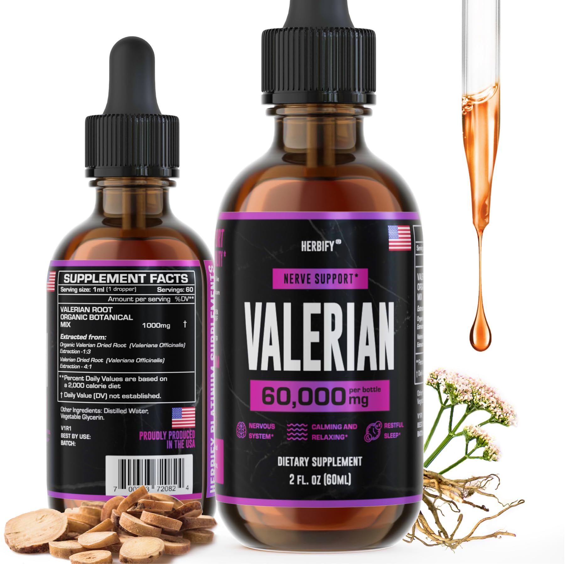 Foto 1 | Suplemento Herbify: Tintura De Raíz De Valeriana  60 Ml  Sistema Nervioso - Venta Internacional.