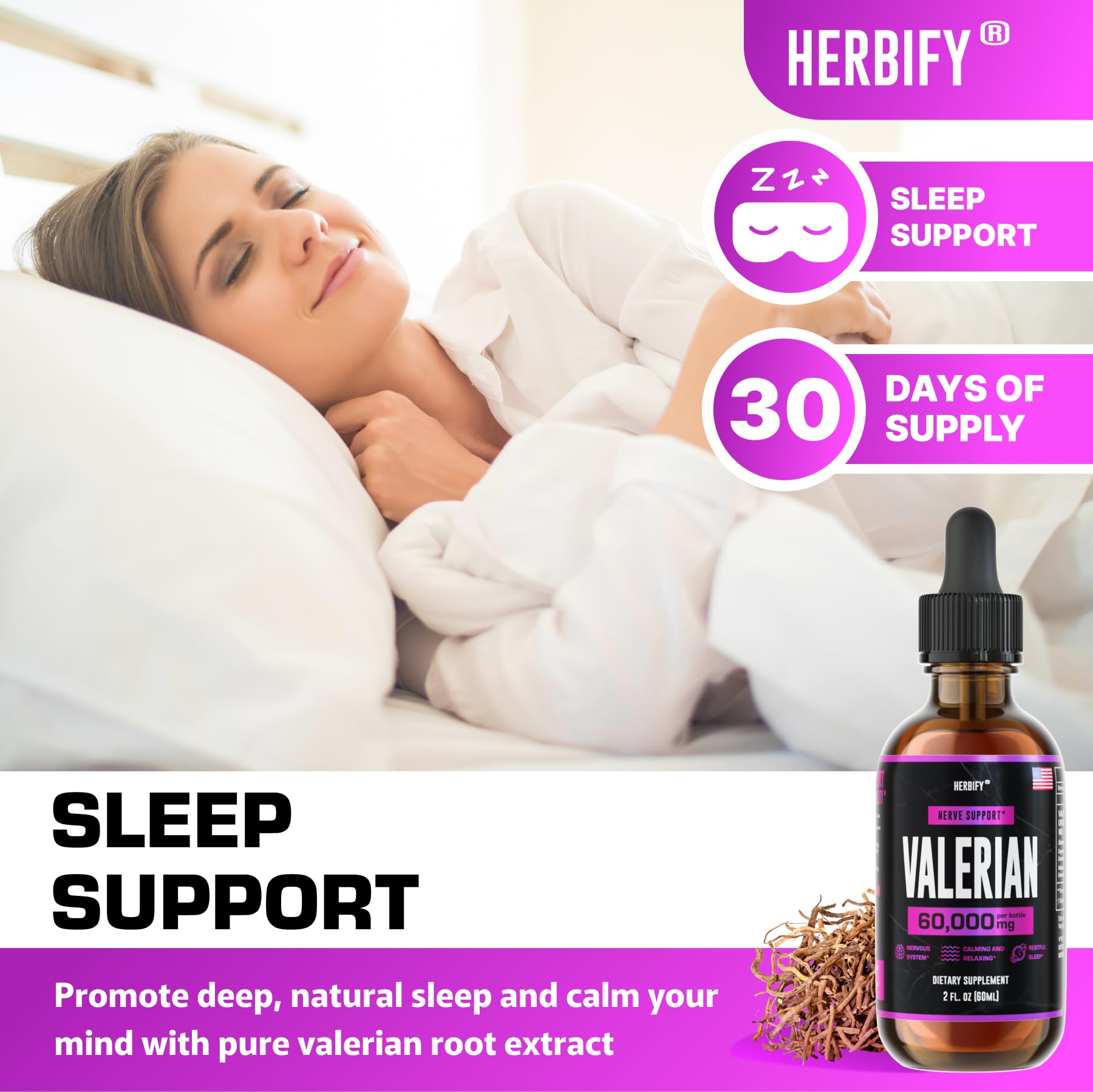 Foto 2 | Suplemento Herbify: Tintura De Raíz De Valeriana  60 Ml  Sistema Nervioso - Venta Internacional.