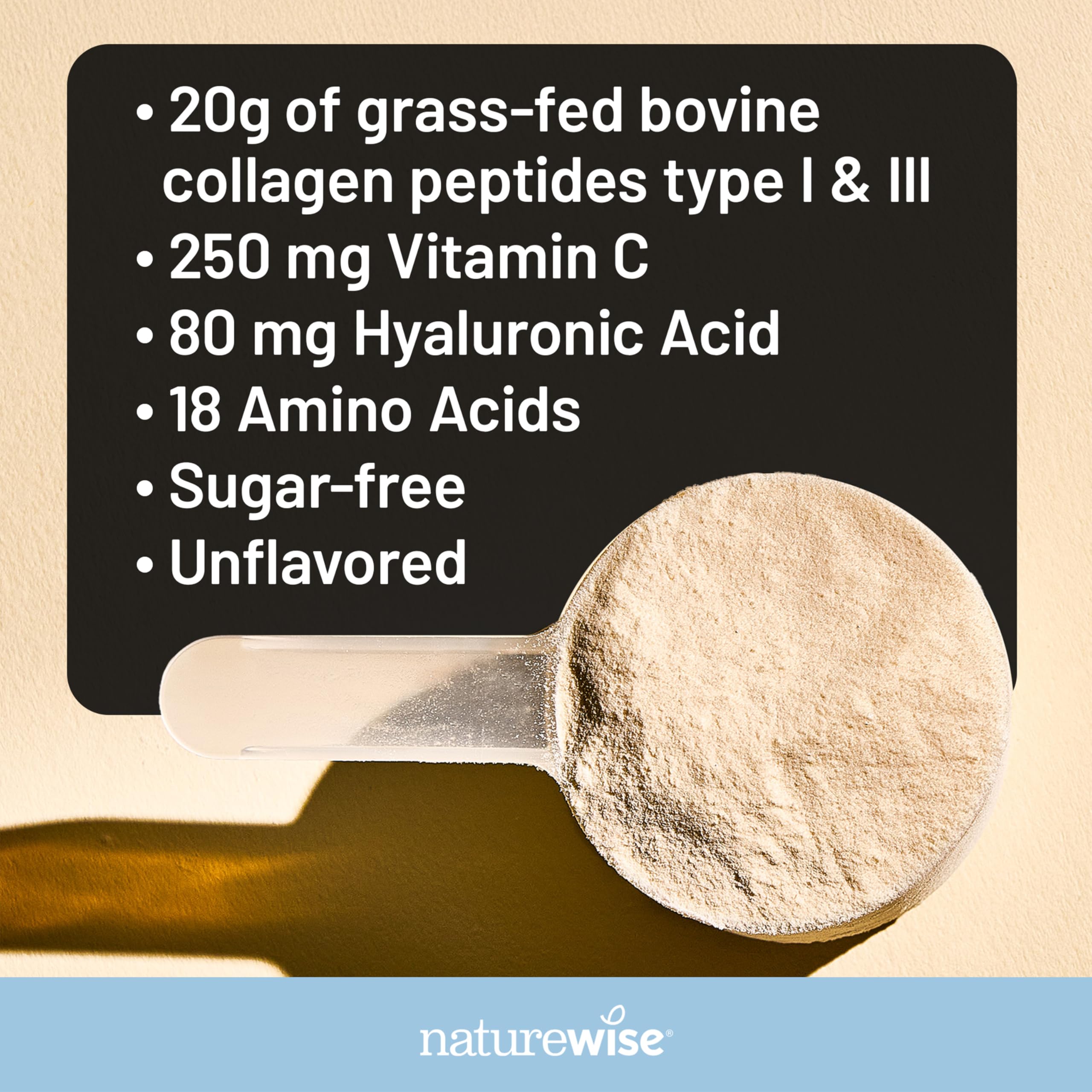 Foto 3 | Péptidos De Colágeno En Polvo Naturewise Con Ácido Hialurónico 30 Porciones - Venta Internacional.