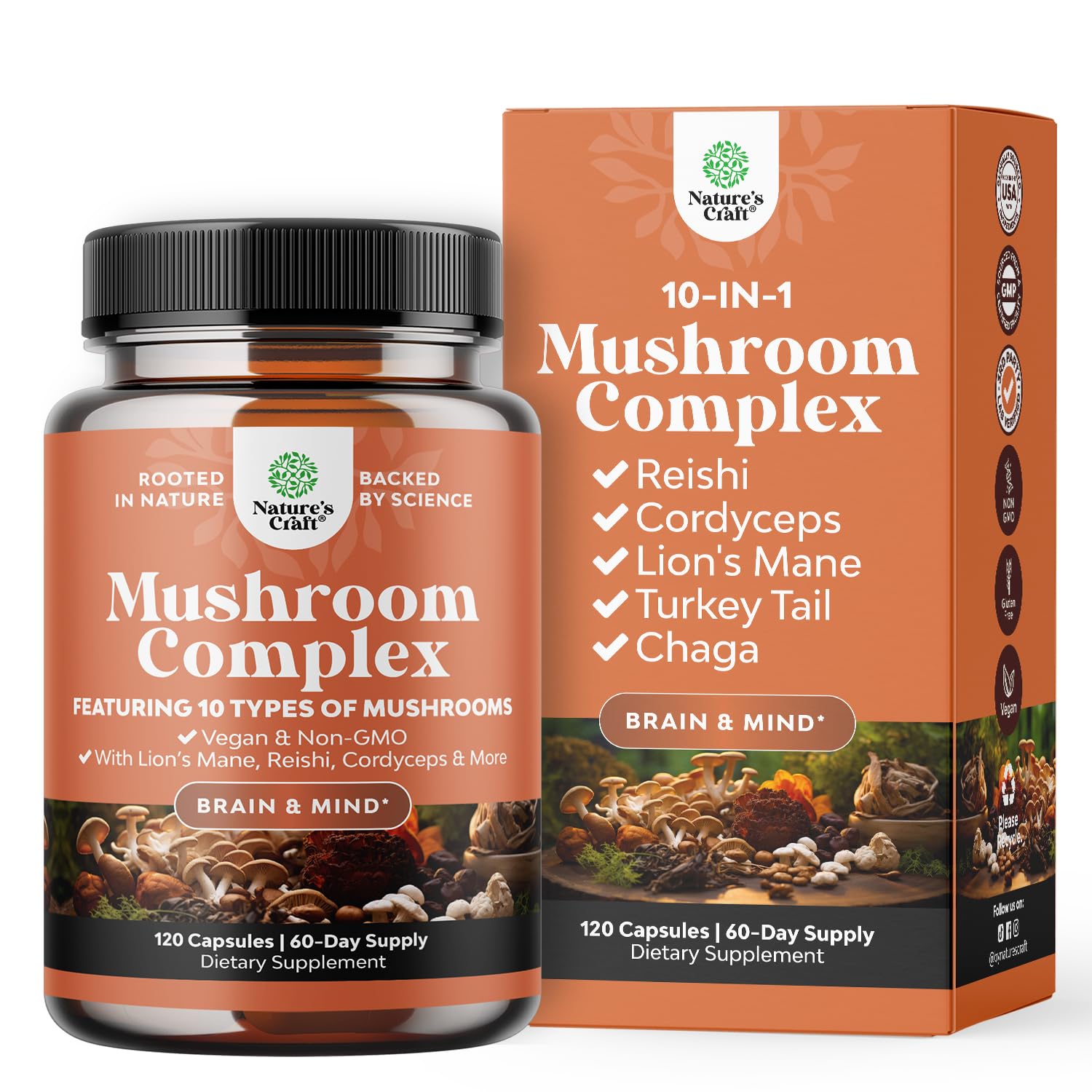 Foto 2 pulgar | Complemento Natures Craft Advanced Mushroom Complex 120 Cápsulas - Venta Internacional.