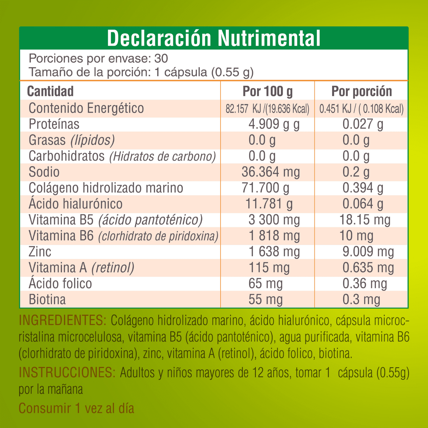 Foto 7 pulgar | Colágeno vegano, Ácido Hialurónico, Biotina y Ácido Fólico Ideal para Cabello y Uñas 30 días
