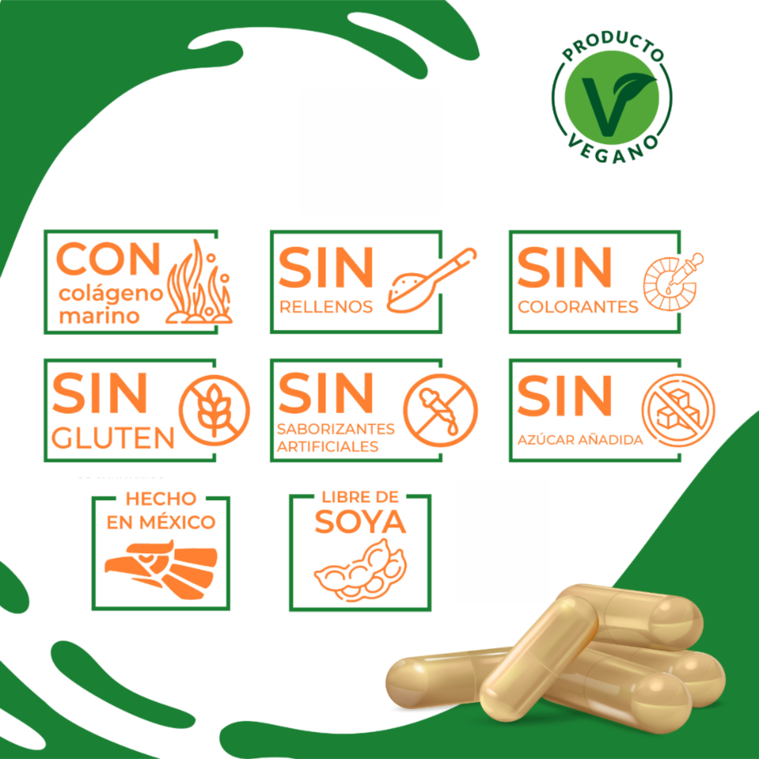 Foto 8 pulgar | Colágeno vegano, Ácido Hialurónico, Biotina y Ácido Fólico Ideal para Cabello y Uñas 30 días