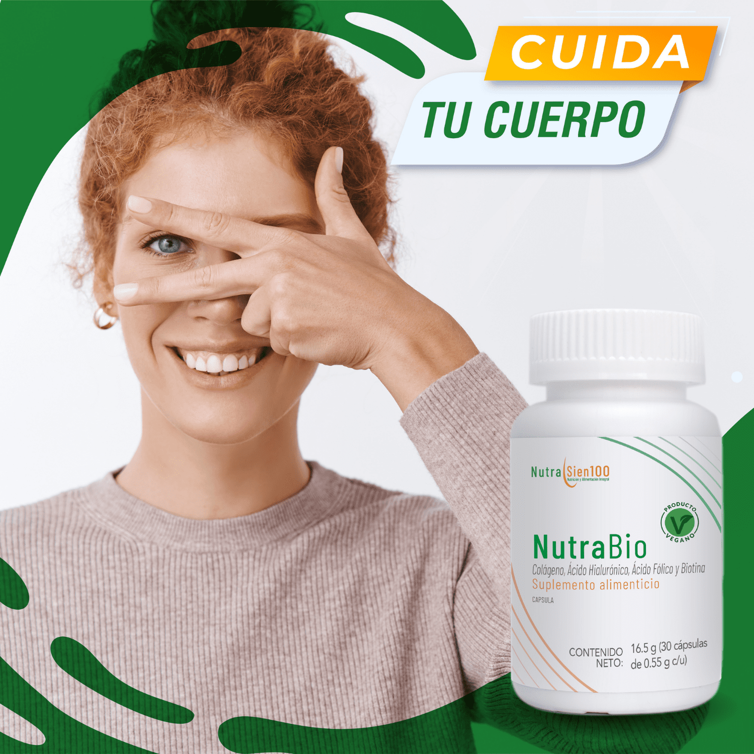 Foto 9 pulgar | Colágeno vegano, Ácido Hialurónico, Biotina y Ácido Fólico Ideal para Cabello y Uñas 30 días