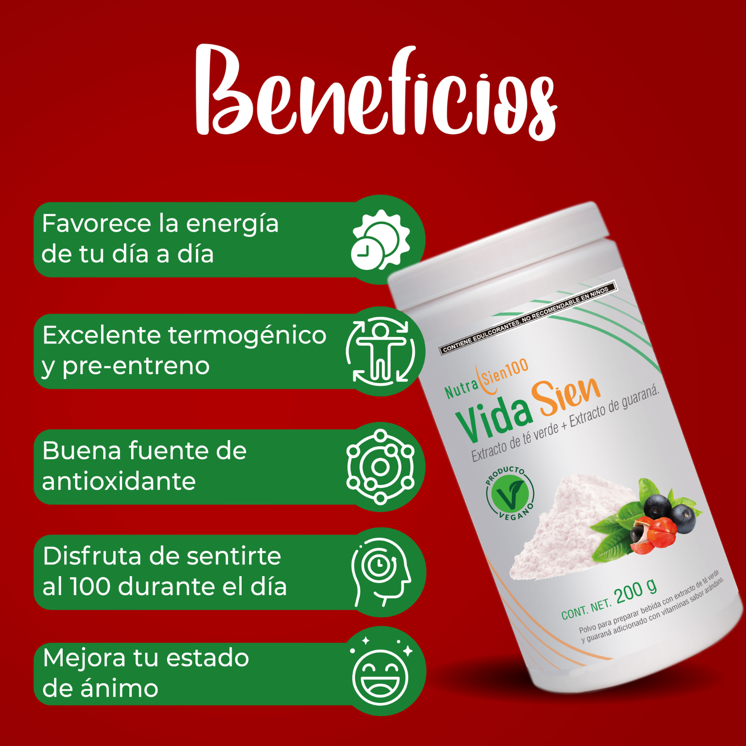 Foto 6 pulgar | Energizante Natural En Polvo. Sin Azúcar. Sabor Arándano 200g