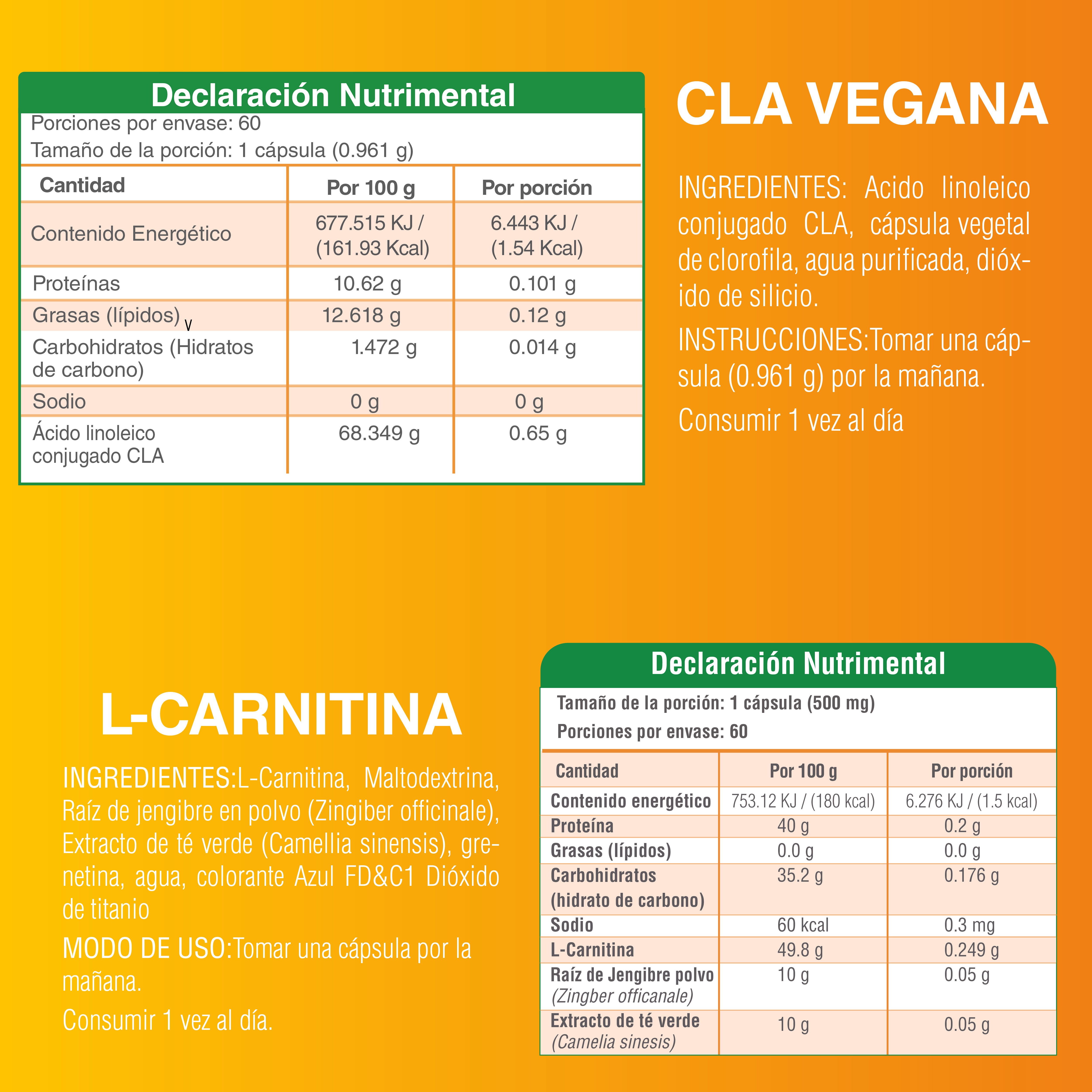 Foto 6 pulgar | L Carnitina y CLA en cápsulas Con jengibre y té verde Keto Pre-entreno 2 botes - 60 días