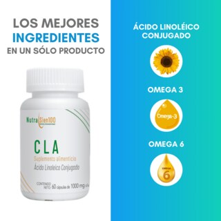 Foto 2 | CLA cápsulas. 1000 mg de Ácido Linoleico Conjugado. Termogénico Keto. Nutrasien100. Suplemento Natural 60 Caps