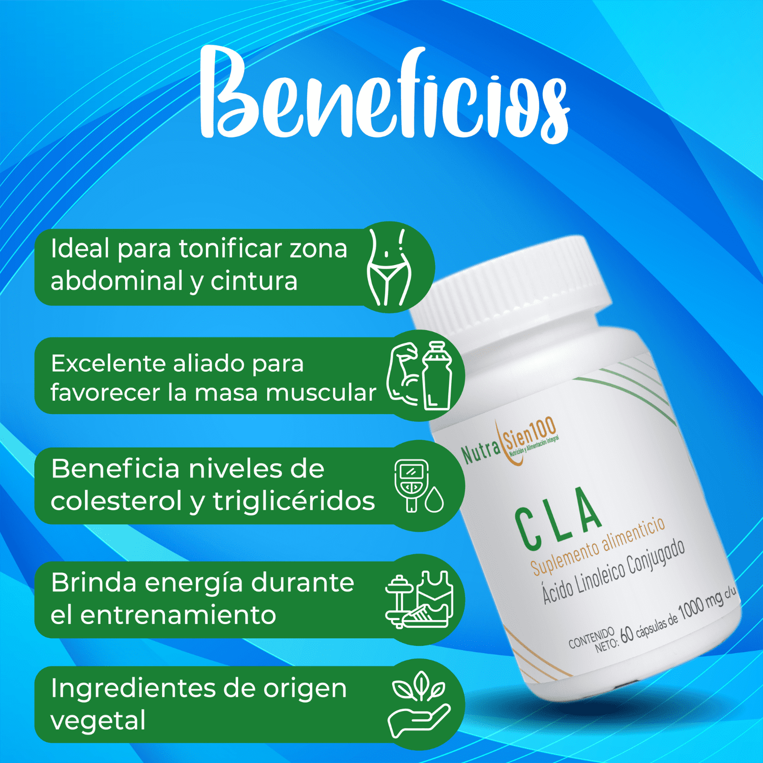 Foto 6 pulgar | CLA cápsulas. 1000 mg de Ácido Linoleico Conjugado. Termogénico Keto. Nutrasien100. Suplemento Natural 60 Caps