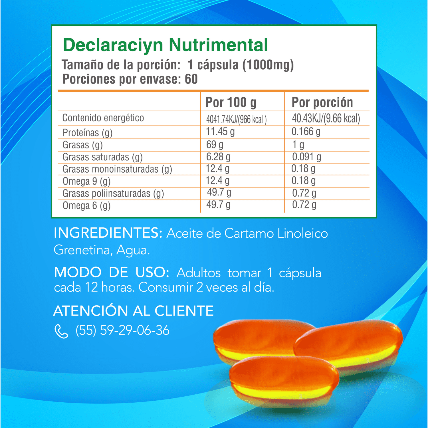 Foto 7 pulgar | CLA cápsulas. 1000 mg de Ácido Linoleico Conjugado. Termogénico Keto. Nutrasien100. Suplemento Natural 60 Caps