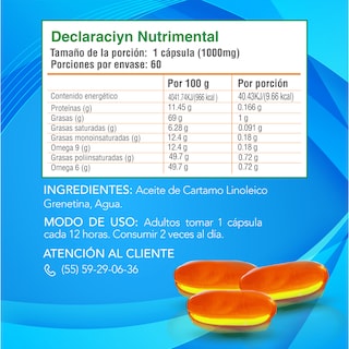 Foto 6 | CLA cápsulas. 1000 mg de Ácido Linoleico Conjugado. Termogénico Keto. Nutrasien100. Suplemento Natural 60 Caps