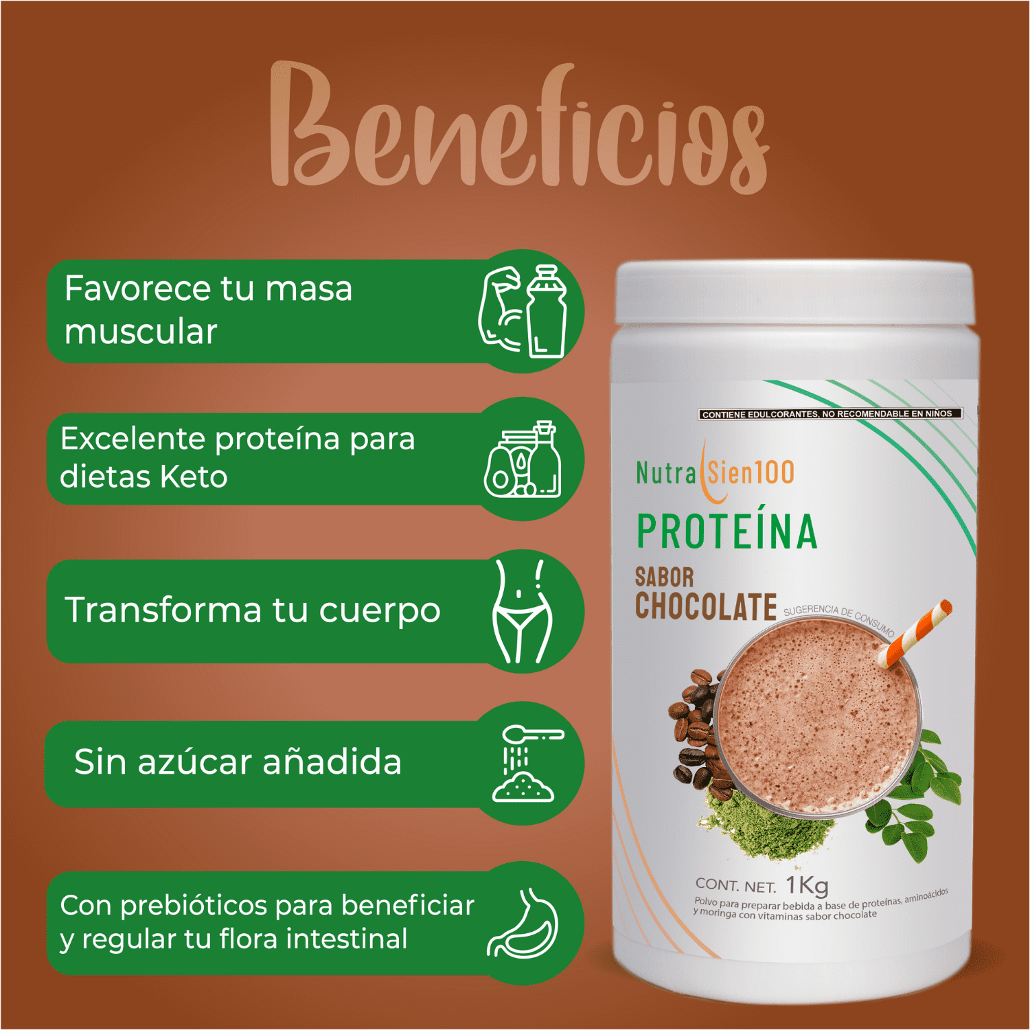 Foto 3 pulgar | Proteína en polvo Chocolate. Keto, pre workout. 22g proteína. Sin:  Azúcar, Carbohidratos, grasa. 1Kg 33 porciones
