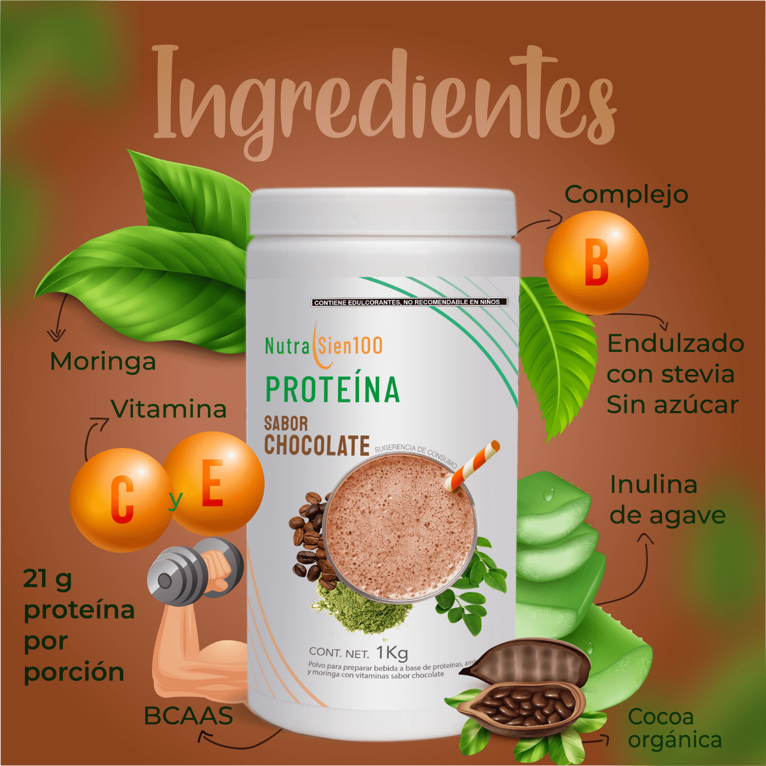 Foto 4 pulgar | Proteína en polvo Chocolate. Keto, pre workout. 22g proteína. Sin:  Azúcar, Carbohidratos, grasa. 1Kg 33 porciones