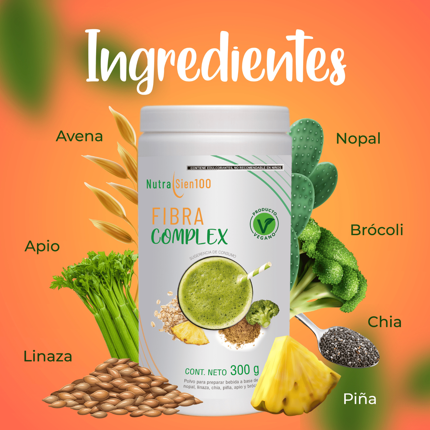 Foto 4 pulgar | Fibra natural en Polvo. Salud Digestiva. Regula Intestino. Fortalece microbiota. Sabor piña. Sin Azúcar. 300g - 20