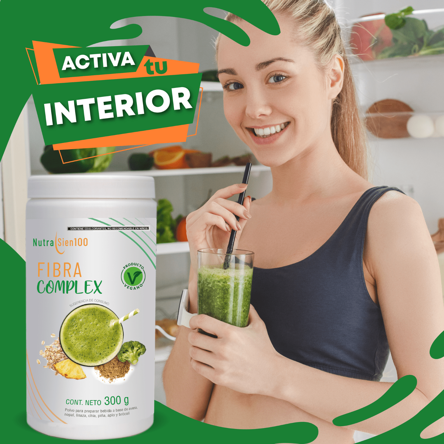 Foto 5 pulgar | Fibra natural en Polvo. Salud Digestiva. Regula Intestino. Fortalece microbiota. Sabor piña. Sin Azúcar. 300g - 20