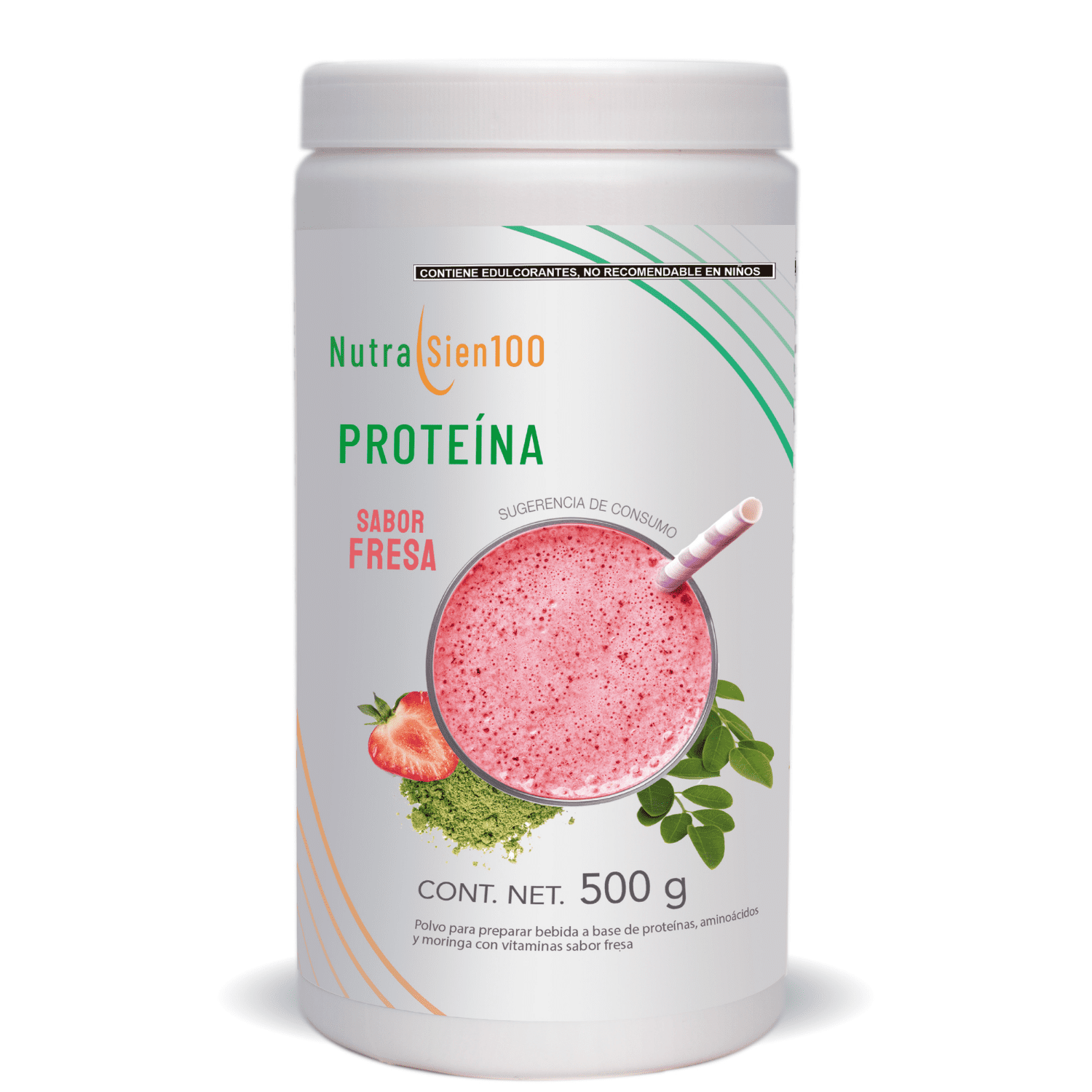 Foto 2 pulgar | Proteína en polvo Fresa. Keto, pre workout. 22g proteína. Sin:  Azúcar, Carbohidratos, grasa. 500g 17 porciones