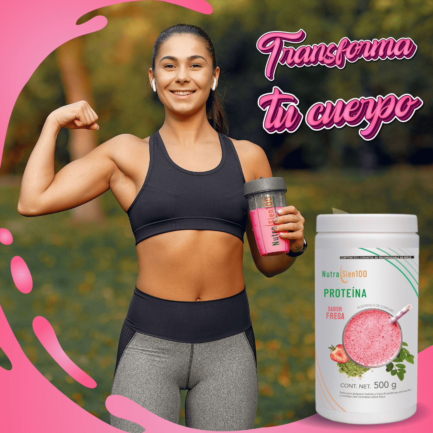 Foto 8 pulgar | Proteína en polvo Fresa. Keto, pre workout. 22g proteína. Sin:  Azúcar, Carbohidratos, grasa. 500g 17 porciones