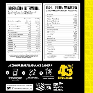 Foto 3 | Ganador Advance Gainer Vainilla 2 Kg 43 Supplements