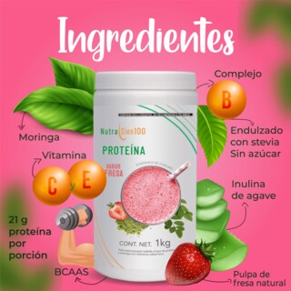 Foto 8 | Proteína en polvo Fresa. Keto, pre workout. 22g proteína. Sin: Azúcar, Carbohidratos, grasa. 1Kg 33 porciones