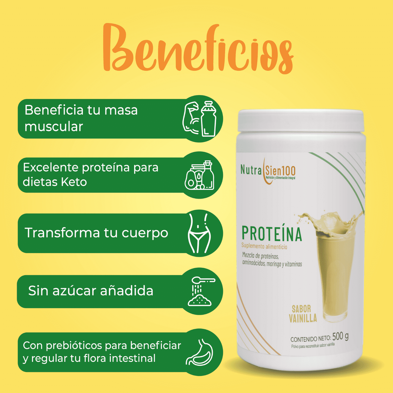 Foto 6 pulgar | Proteína en polvo Vainilla. Keto, pre workout. 22g proteína. Sin:  Azúcar, Carbohidratos, grasa. 500g 17 porciones