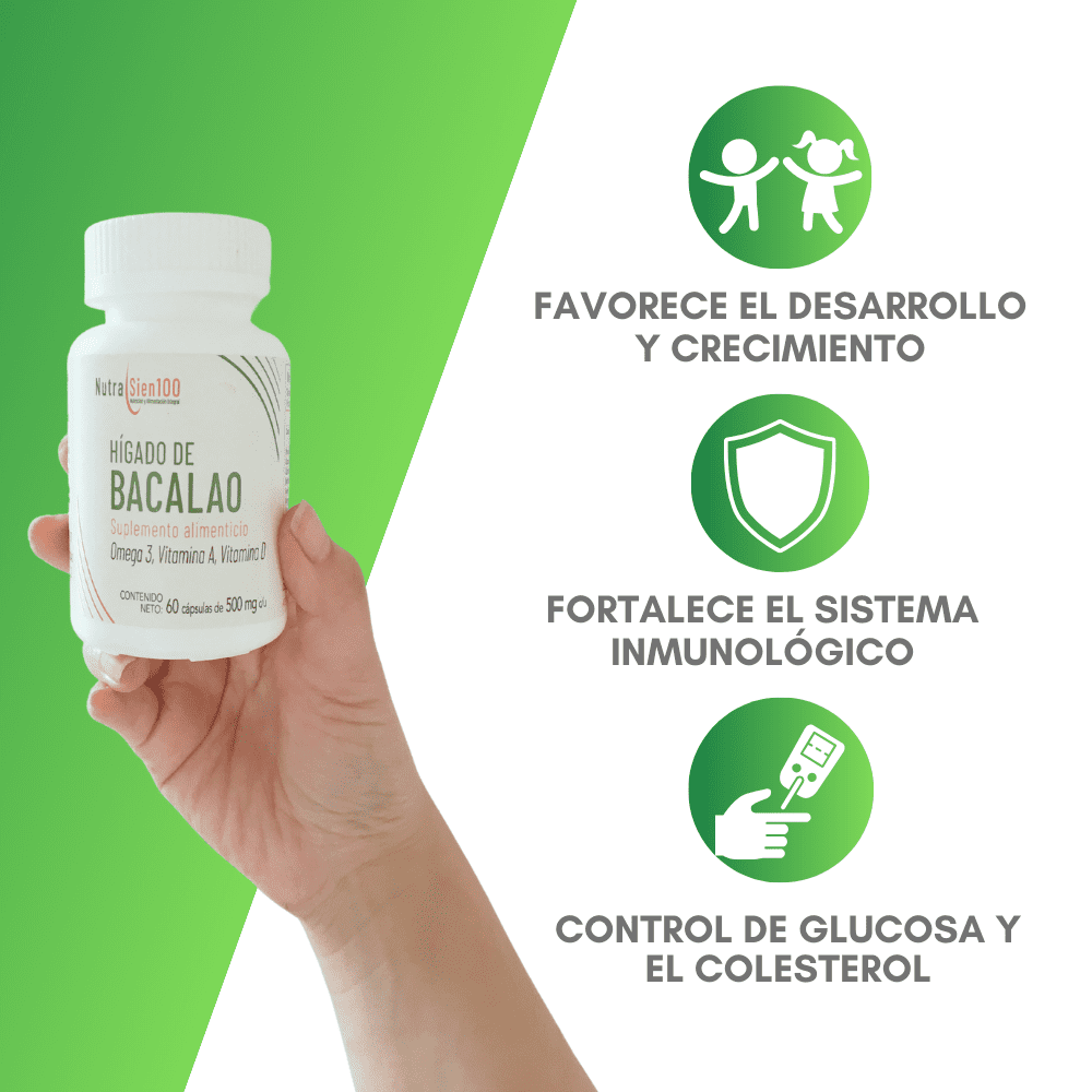 Foto 3 pulgar | Aceite de Hígado de Bacalao en cápsulas + Vitamina A y D. Beneficia sistema inmune. Suplemento alimenticio. 60 Cápsula