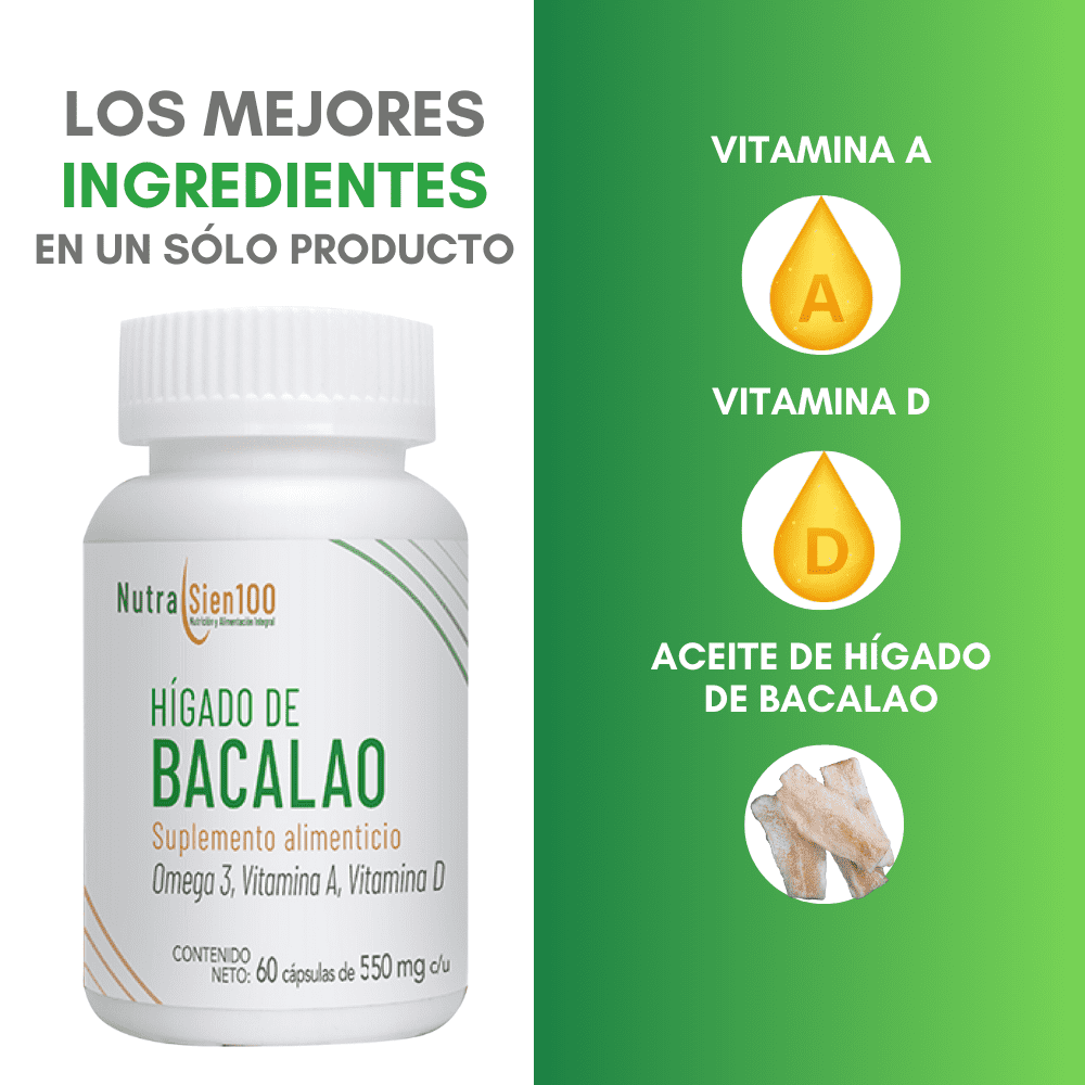 Foto 4 pulgar | Aceite de Hígado de Bacalao en cápsulas + Vitamina A y D. Beneficia sistema inmune. Suplemento alimenticio. 60 Cápsula