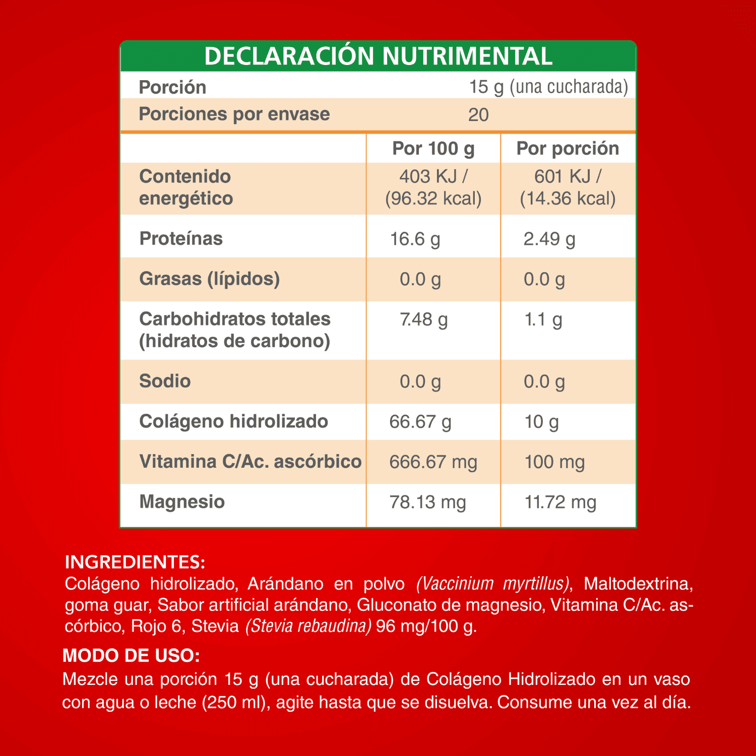 Foto 7 pulgar | Colágeno Hidrolizado Puro en Polvo Nutrasien100 Sabor Arándano 300 g