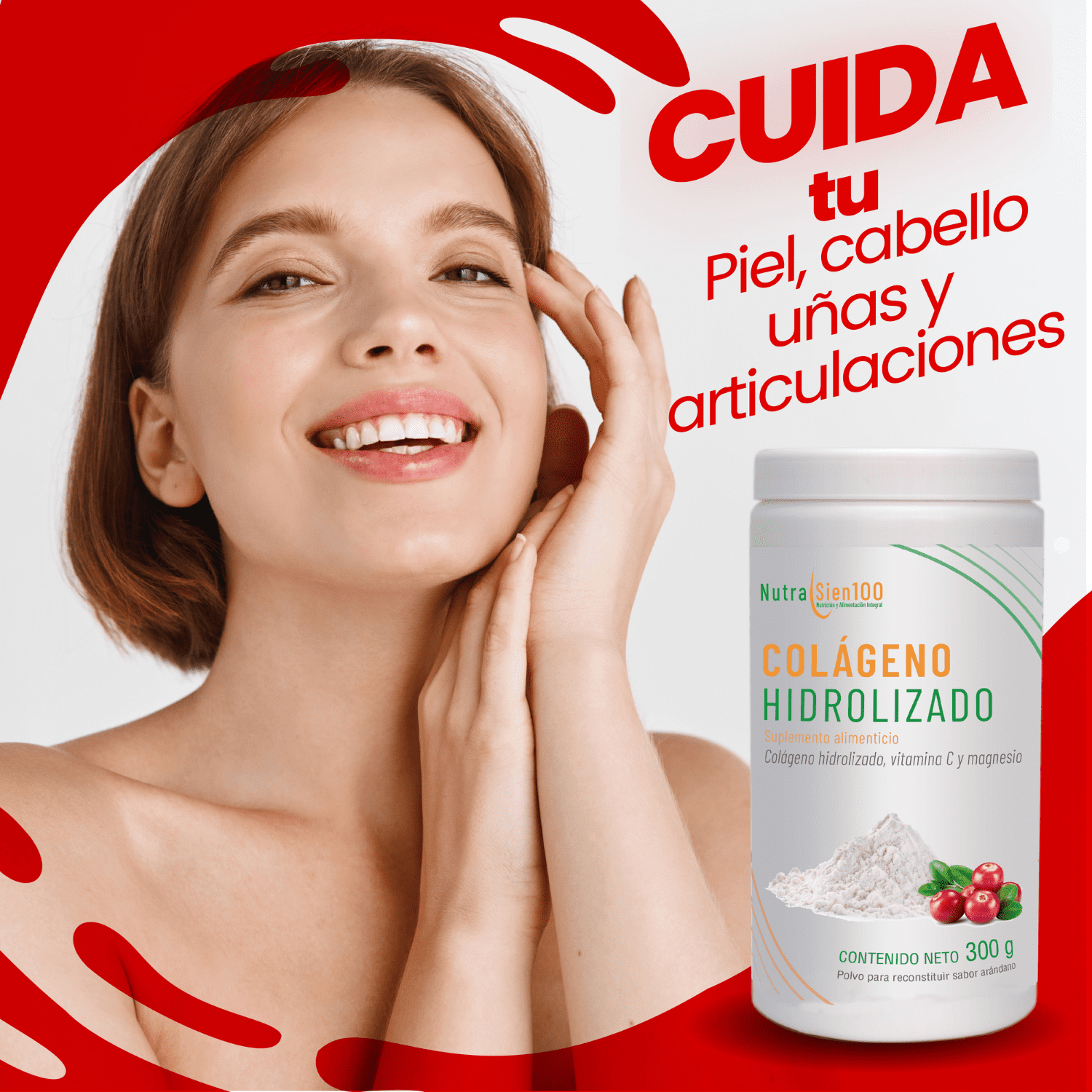Foto 8 pulgar | Colágeno Hidrolizado Puro en Polvo Nutrasien100 Sabor Arándano 300 g