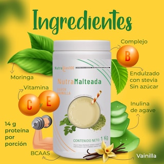 Foto 3 | Polvo para preparar Malteada sabor vainilla. Sin grasa Sin azúcar 15 g proteína por porción. Fácil y rápida pr